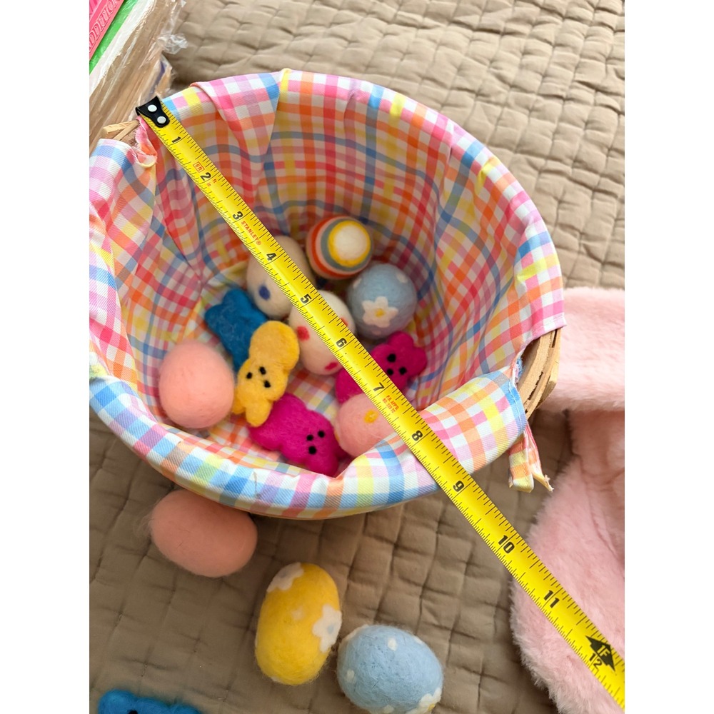 Easter Basket Set with Bunny Hat and Felt Egg Bunny Peeps Chicks Baby Kids Toys - Picture 9 of 10